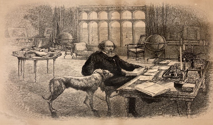 Courtesy of Lincolnshire Archives. C. Roberts, 'Lord Tennyson in his study at Aldworth 1885'; S Hollyer/The Daily Graphic 1892