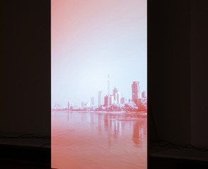 Evan Roth’s Red Lines with Landscapes at the Usher Gallery, 2019. Photograph by Jules Lister