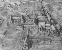 David Vale's reconstruction of Bardney Abbey in 1536 (image subject to copyright)